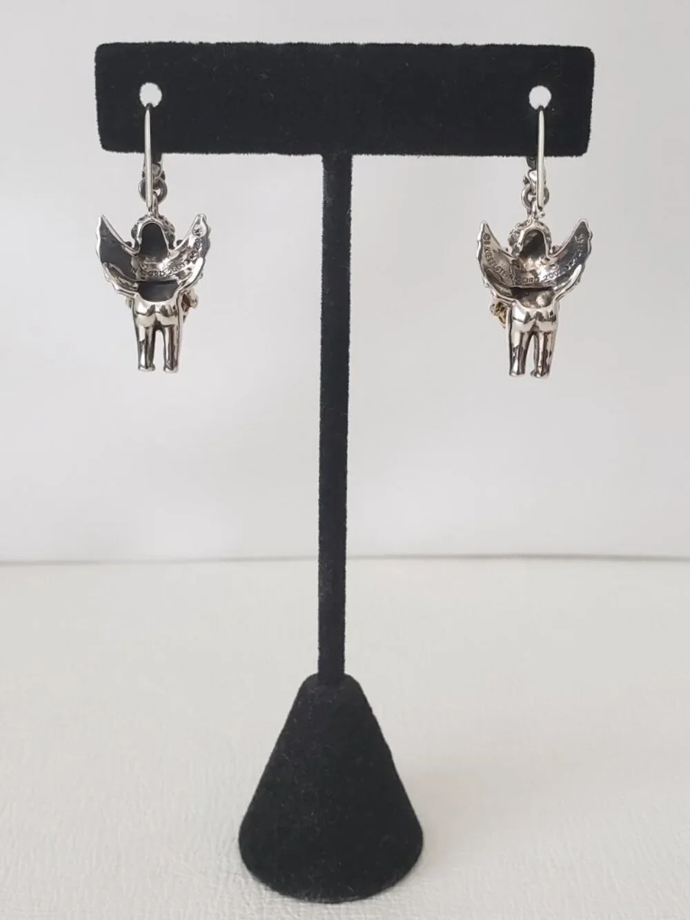 Barry Kieselstein Cord Vintage 14K Gold & Silver Cherub Orb Dangle Earrings